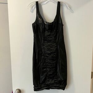 Black Sleeveless Ruched Cocktail Dress